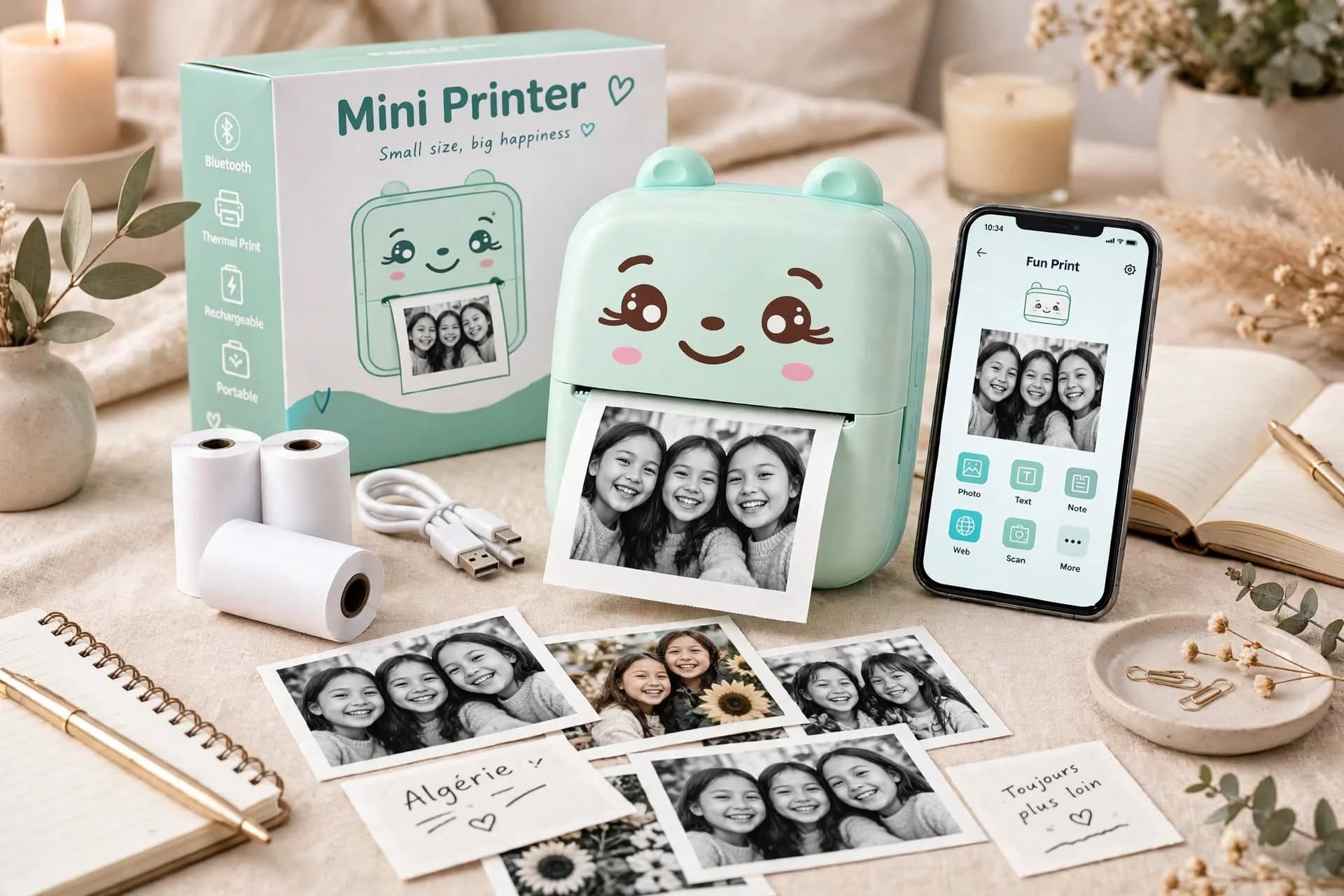💖 Mini Printer – طابعة الذكريات الكيوت